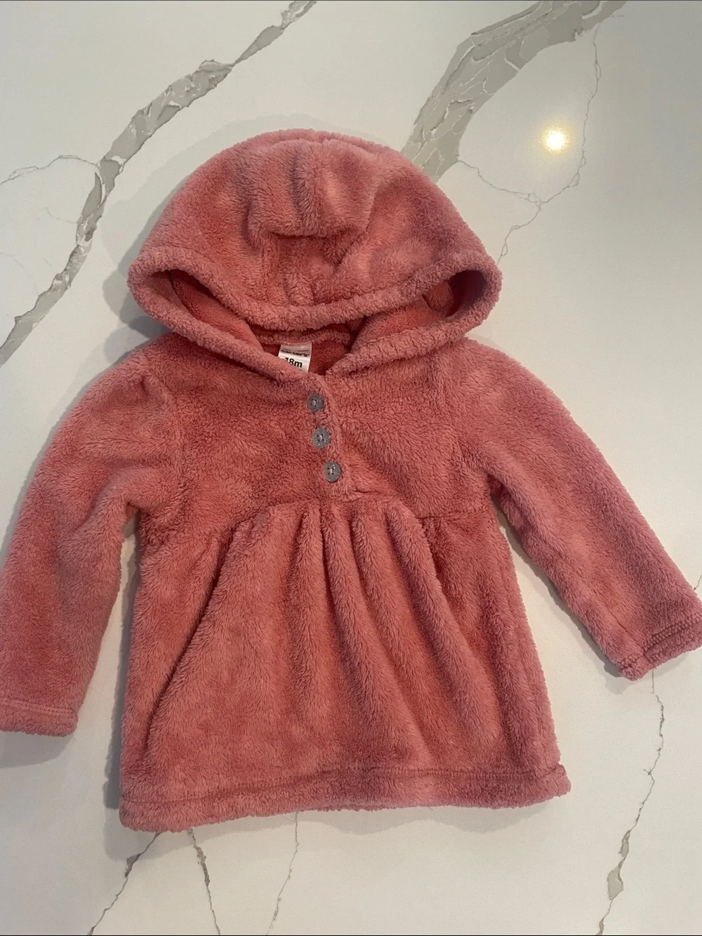 Carter's Dusty Pink Hooded Plush Top and Little Me White Floral Zip Footie